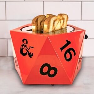 Uncanny Brands Red D&D Dice Halo Toaster Toasts Logo In Bread Display or Use